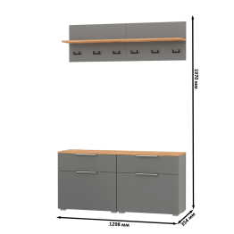 Две тумбы для обуви с ящиком и вешалкой с полкой Октава.