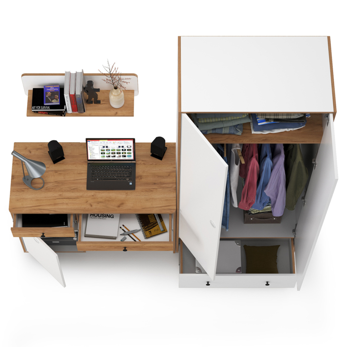 Офисная мебель, Письменный стол с полкой и шкафом Вуди