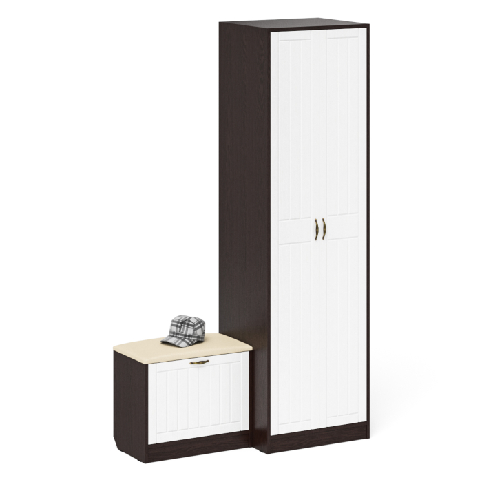 Прихожие, Шкаф для прихожей с обувницей с сиденьем П-6 № 10 МДФ фрезеровка прованс