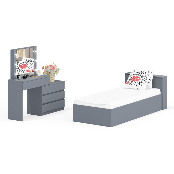 Спальные гарнитуры, Стол косметический с подсветкой 110 с кроватью с выдвижными ящиками Ксения 900