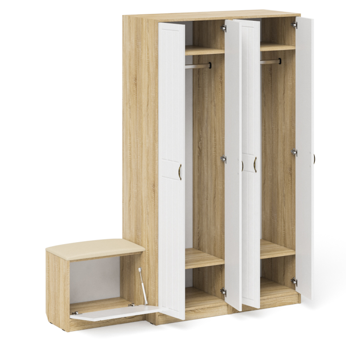 Прихожие, Два шкафа с дверками и обувница с сиденьем П-6 № 07 МДФ фрезеровка прованс