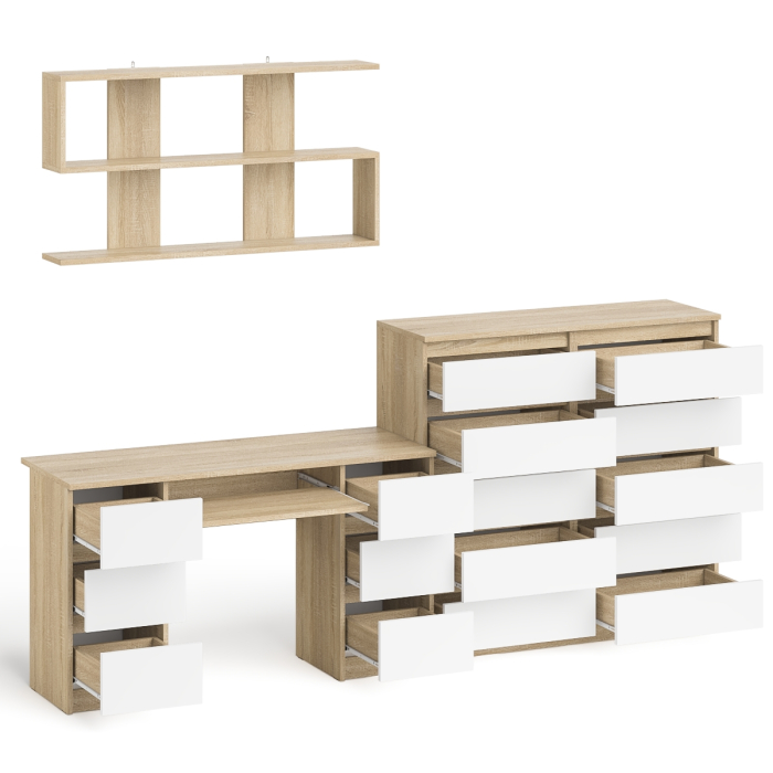 Домашние кабинеты, Комод Мори МК1200.10 со столом компьютерно-письменным и полкой сверху