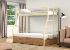 Для подростков, Двухъярусная кровать Раута Твист ящики дуб ватан