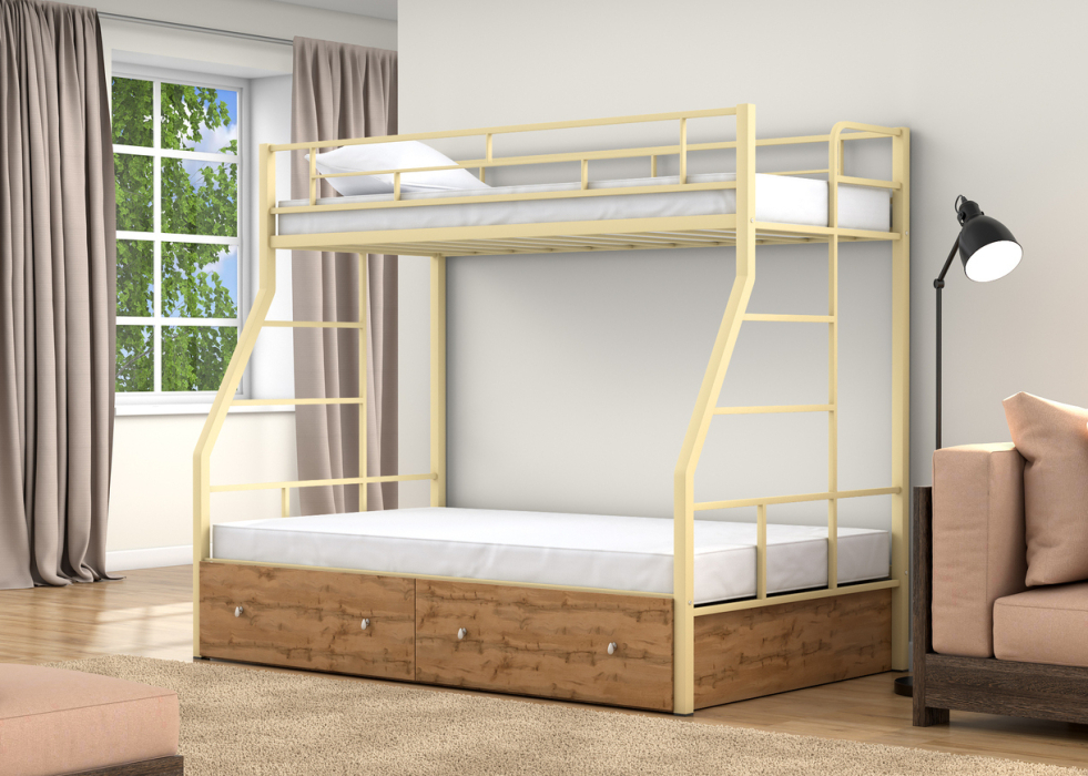 Для подростков, Двухъярусная кровать Раута Твист ящики дуб ватан