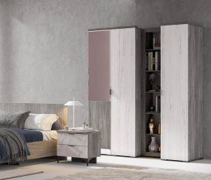 Шкаф Шаде ШК-2911, черный ясень, санторини белый