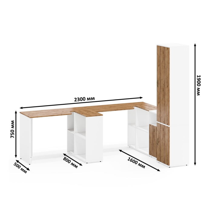 Домашние кабинеты, Тумбочка для документов с нишей Лидер-8 с двумя столами-трансформерами  и пеналом 21Б