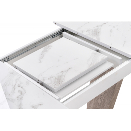 Стол Петир 120 дуб с пилением / белая шагрень