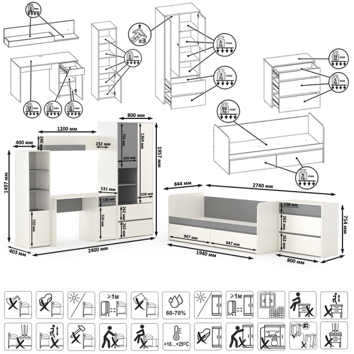 Для девочек, Лучший набор мебели для молодёжной комнаты Торонто № 27
