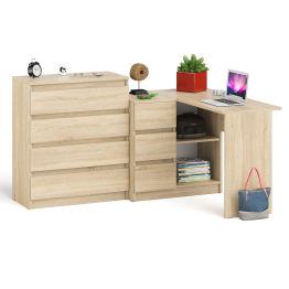 Комод Мори МК800 4-ре ящика с угловым компьютерным столом Мори МС-16 тумба слева