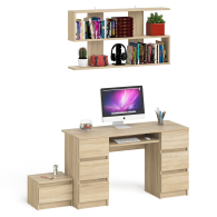 Прямые компьютерные столы, Двухтумбовый стол компьютерный Мори МС-2 с тумбочкой с ящиком и полкой на 1200