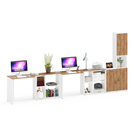 Лидер-8 модульная мебель для офиса из столов с пеналом и тумбой.