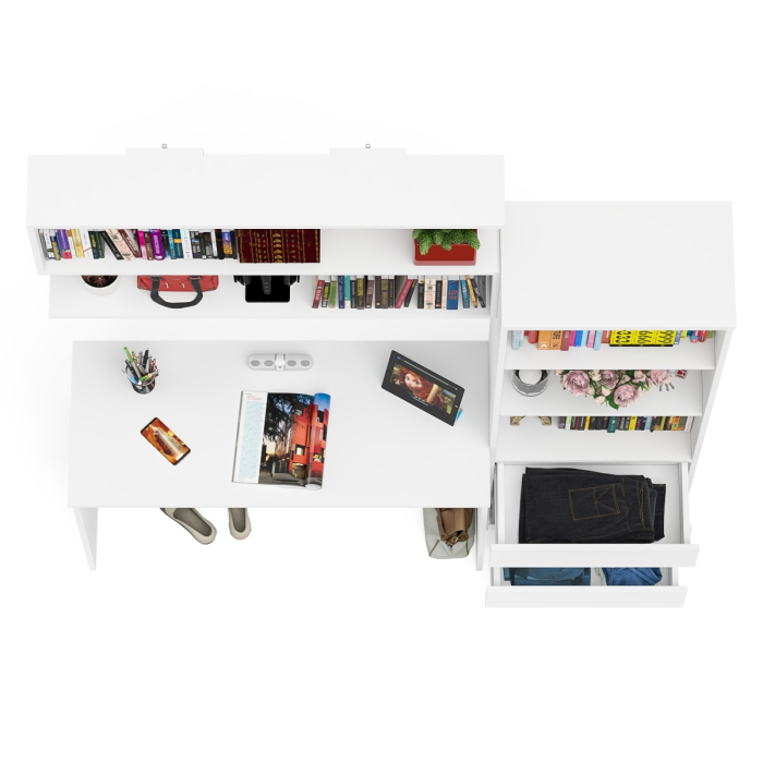 Прямые компьютерные столы, Стеллаж-комод Мори с письменным столом на 1200 и навесной полкой на 1200