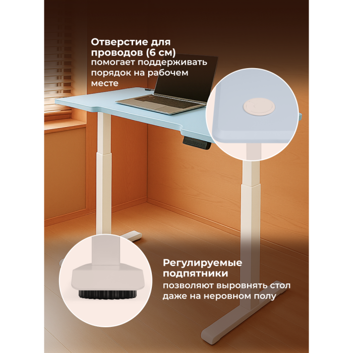 Прямые компьютерные столы, Компьютерный стол Маркос с механизмом подъема 140х80, белый