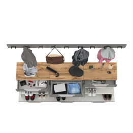 Три тумбы для обуви с ящиками и вешалки для верхней одежды Октава