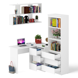 Рабочее место с угловым столом Мори МС-16 правым со стеллажом и полкой