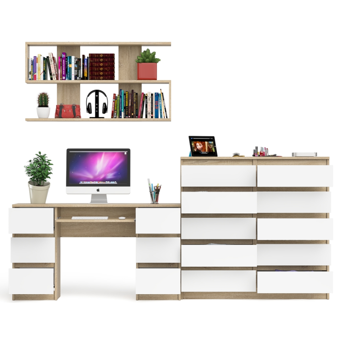 Домашние кабинеты, Комод Мори МК1200.10 со столом компьютерно-письменным и полкой сверху