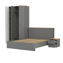 Гарнитур спальный из шкафа с зеркалом с кроватью Остин 11.53 с ортопедом и прикроватной тумбочки