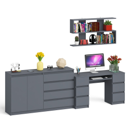 Стол для работы Мори МС-2 с книжной полкой на 1200 и комодом-тумбой МК1600.1