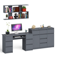 Домашние кабинеты, Комод-тумба Мори МК1200.4 с открытой верхней полкой и стол компьютерный МС-2