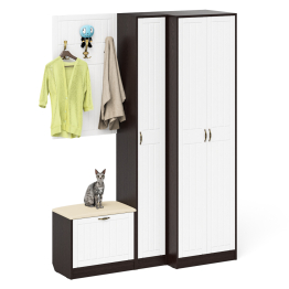 Пенал для прихожей с обувницей с вешалкой и шкаф П-6 № 27 МДФ фрезеровка прованс