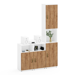 Пенал для домашнего офиса и две тумбы с дверками Лидер-8.