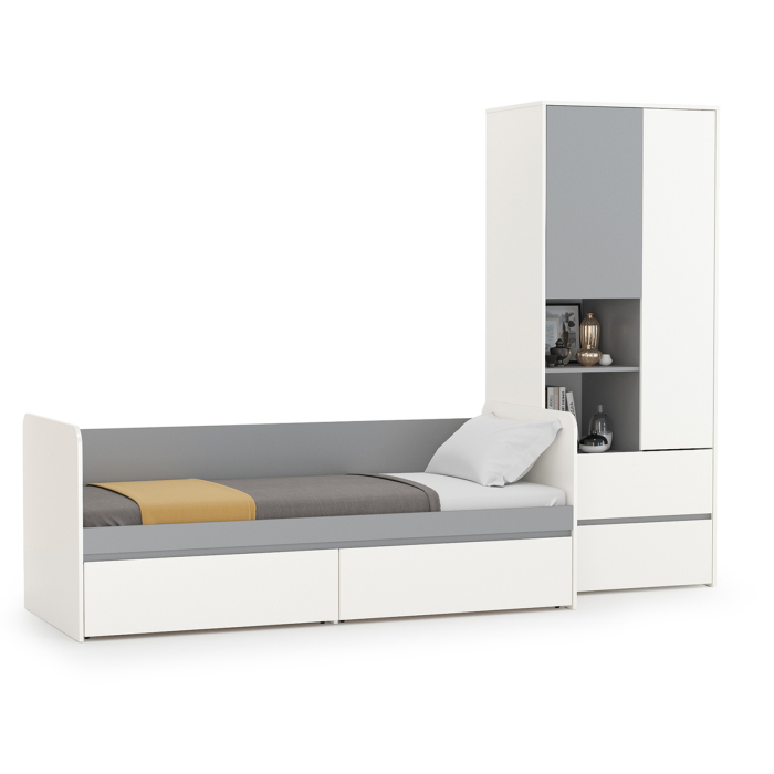 Для девочек, Детская кровать с ящиками и шкаф Торонто