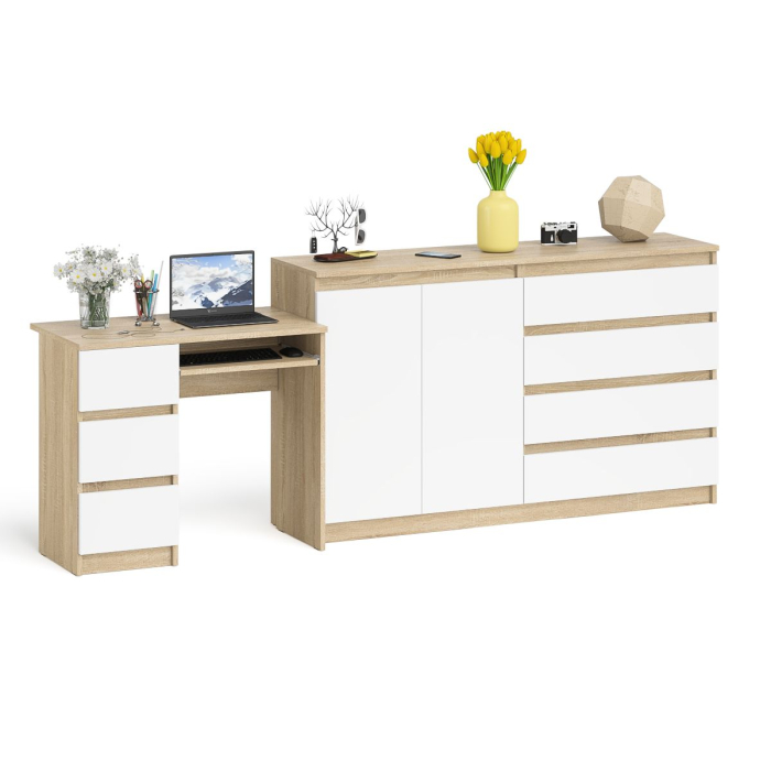 Компьютерные столы, Тумба-комод Мори МК1600.1 и компьютерный стол МС-6 тумба левый