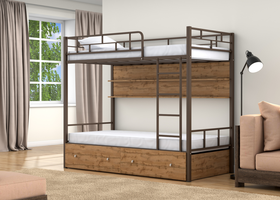 Для подростков, Двухъярусная кровать Валенсия ящики полка дуб ватан