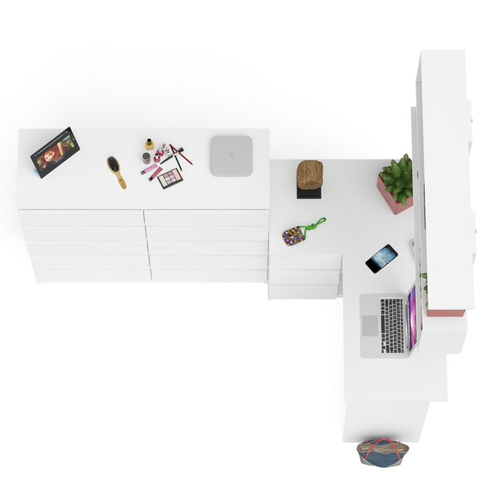 Домашние кабинеты, Стол угловой компьютерный Мори МС-16 левый с комодом на 10-ть ящиков и полкой на 1200