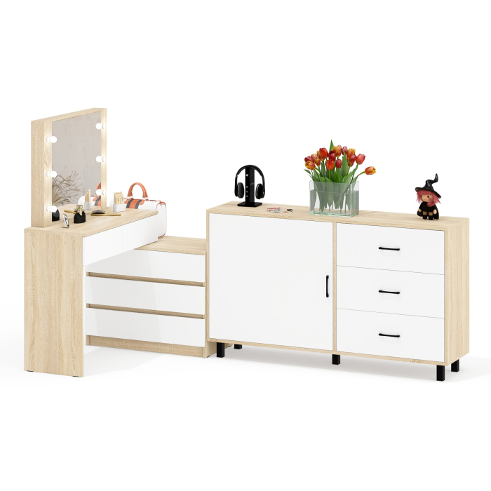 Туалетные столики, Стол-трансформер косметический с подсветкой 110 и комод-тумба три ящика 122-1504