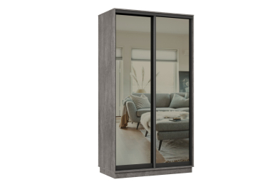 Шкаф-купе Премьер 04 (01ЗГ;01ЗГ) фасады зеркало графит/двухдверный/Профиль чёрный муар