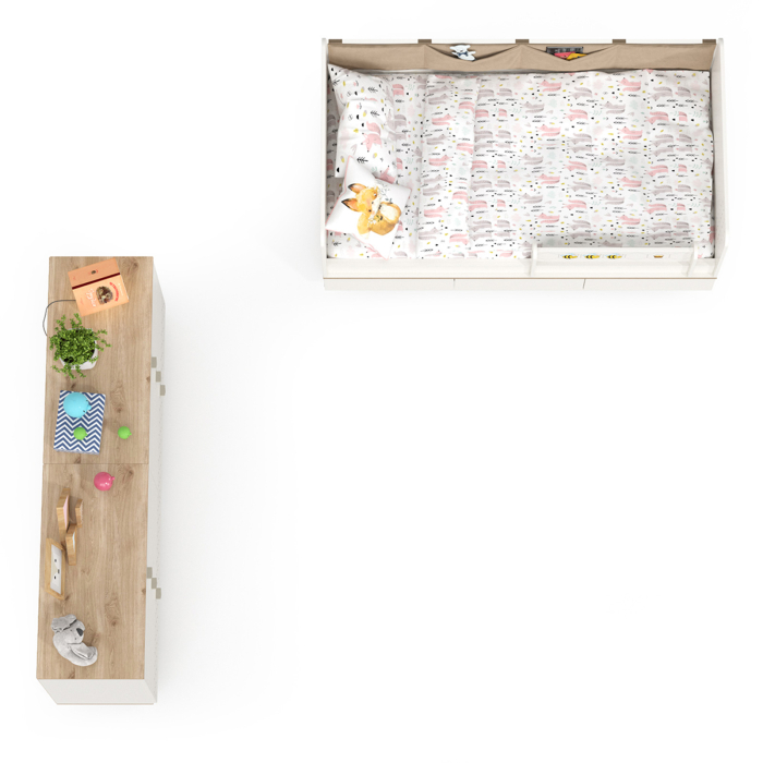 Детские комнаты, Кровать в детскую Эйп с комодами на три ящика