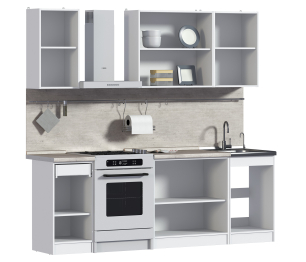 Кухонный гарнитур Катя Белый/МДФ Белый глянец,Графит глянец/МетрополитанR5