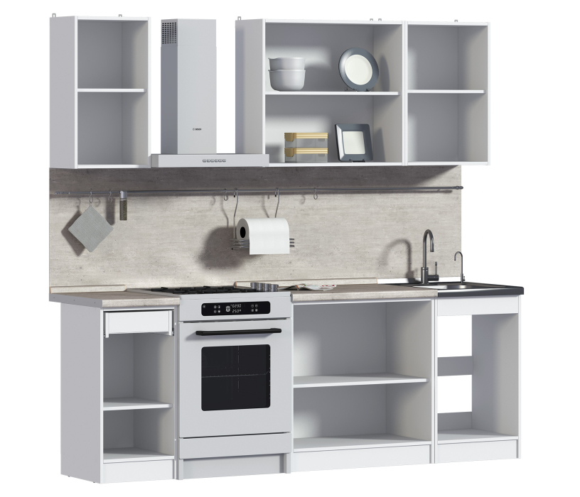 Кухонные гарнитуры, Кухонный гарнитур Катя Белый/МДФ Белый глянец,Графит глянец/МетрополитанR5