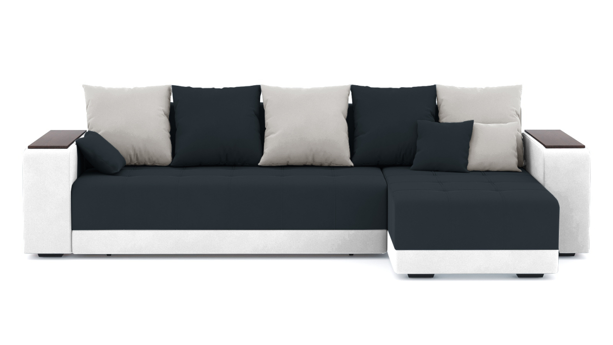 Диваны угловые в гостиную, Диван-кровать угловой Дубай еврокнижка, велюр +кож.зам