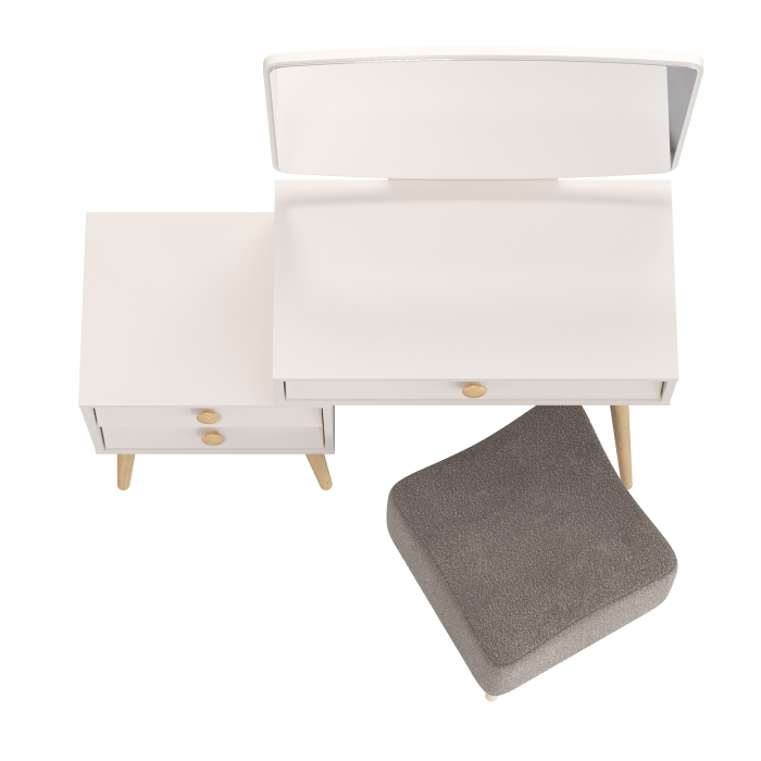 С зеркалом, Пуфик на ножках Куби и трюмо для спальни Афина