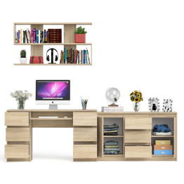 Двухтумбовый стол компьютерный с ящиками МС-2 с тумбой-комодом и полкой 1200 Мори