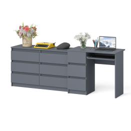 Комод Мори МК1200 6-ть ящиков со столом компьютерным МС-6 левым