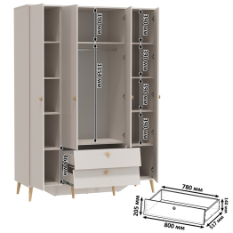 Спальня Афина Сп30 с кроватью двуспальной 1600 с тумбочкой и комодом с дверкой