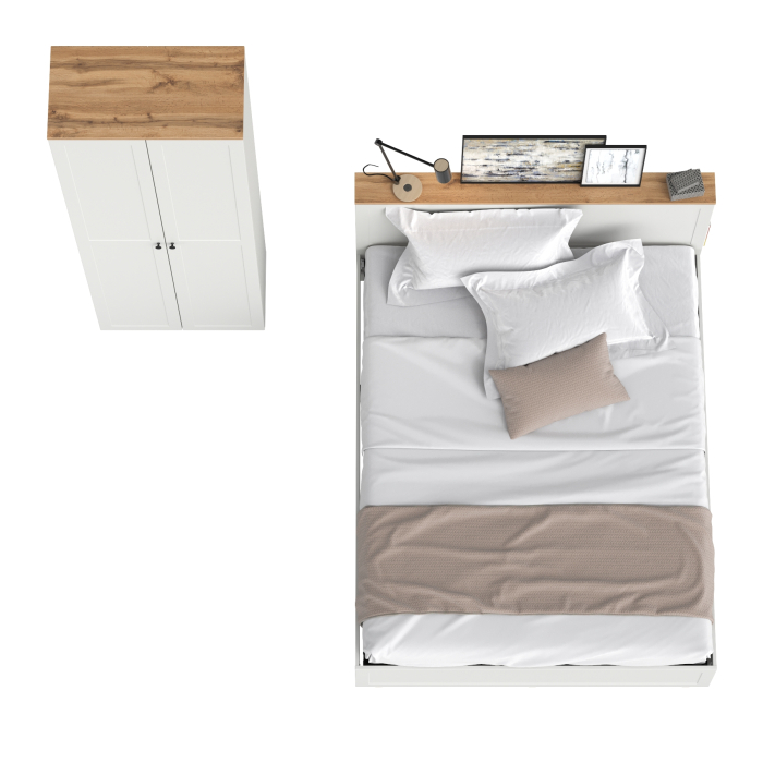 Спальные гарнитуры, Кровать с ортопедическим основанием для матраса 1600х2000 и шкаф с полками Остин