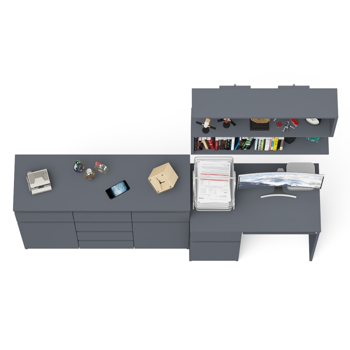 Прямые компьютерные столы, Навесная полка 900 Мори со столом компьютерным МС-1 левый и комодом МК1200.4