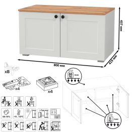 Кровать Остин со спальным местом 1600 с ортопедическим основанием с тумбой с дверками и комодом 16.221