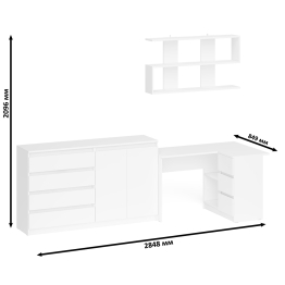 Тумба-комод МК1600.1 Мори с навесной книжной полкой и угловой компьютерный стол МС-16 правый