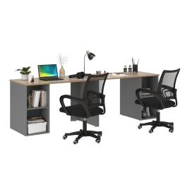 Два письменных стола Лайт 12.163 и два чёрных компьютерных кресла