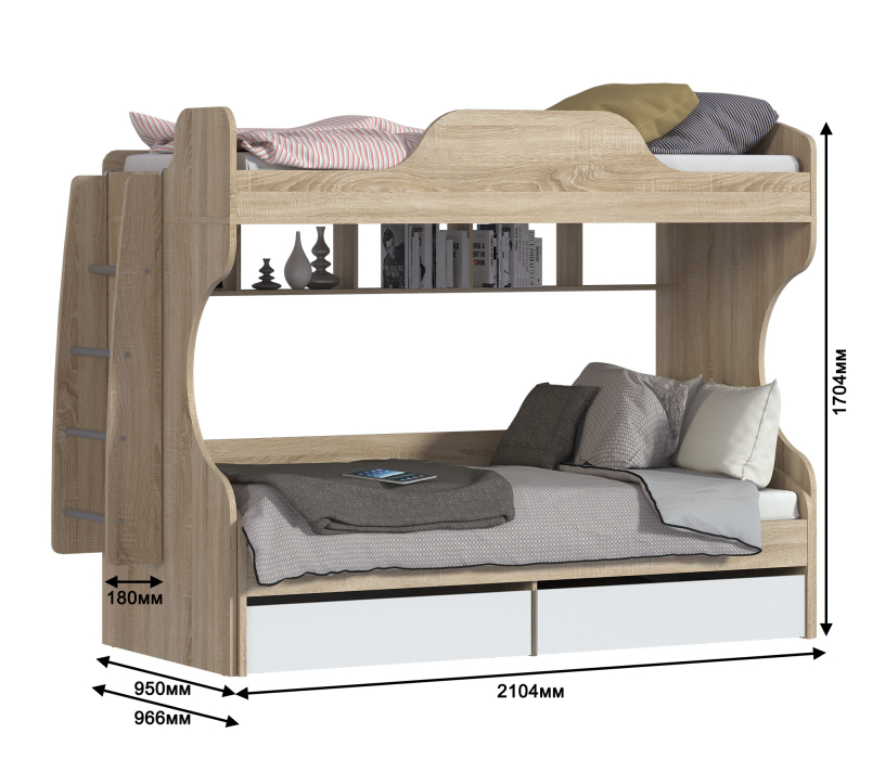 Для подростков, Кровать -чердак с кроватью