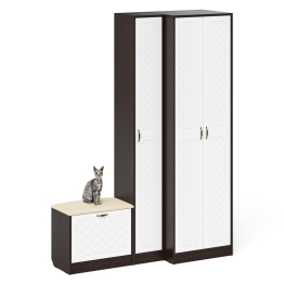 Шкаф с пеналом и обувницей с сиденьем П-6 № 25 МДФ фрезеровка ромб