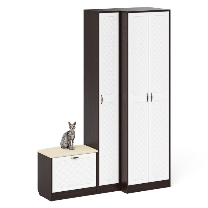 Прихожие, Шкаф с пеналом и обувницей с сиденьем П-6 № 25 МДФ фрезеровка ромб