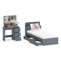 Кровать с ящиками Ксения 900 и столик косметический с подсветкой Сура