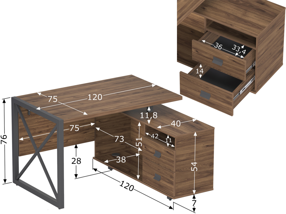 Письменные столы, Стол рабочий универсальный Калифорния Хардвиг 1200 ЛДСП