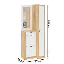 Пенал для прихожей П-6-500 и высокая обувница с зеркалом фрезеровка прованс